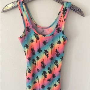 No Boundaries Rainbow Palm Tank Top